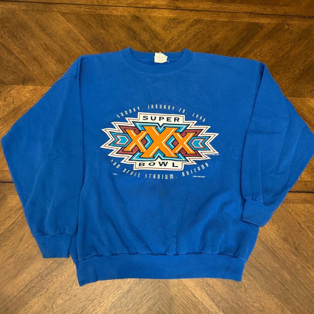 Vintage 1996 Super Bowl XXX Sweatshirt XL‎ Blue Sun Devil Stadium Arizona USA